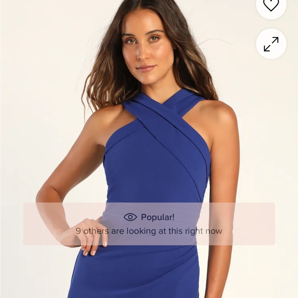 Headed to Cocktail Hour Royal Blue Halter Tulip Mini Dress